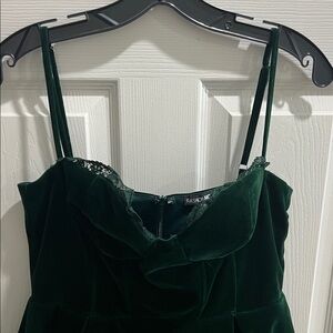 Fashion Nova Emerald Green Velvet Cami Dress